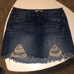 Jean skirt with rips